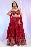 Buy_Alaya Advani_Red Blouse And Palazzo Faux Georgette Hand Embroidered Sequins Pleated Set _at_Aza_Fashions