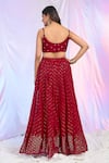 Shop_Alaya Advani_Red Blouse And Palazzo Faux Georgette Hand Embroidered Sequins Pleated Set _at_Aza_Fashions