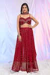 Shop_Alaya Advani_Red Blouse And Palazzo Faux Georgette Hand Embroidered Sequins Pleated Set _Online_at_Aza_Fashions