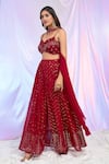 Alaya Advani_Red Blouse And Palazzo Faux Georgette Hand Embroidered Sequins Pleated Set _at_Aza_Fashions