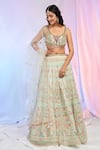 Shop_Alaya Advani_Green Net Hand Embroidered Floral Scoop Garden Lehenga Set _Online_at_Aza_Fashions