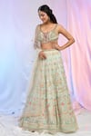 Alaya Advani_Green Net Hand Embroidered Floral Scoop Garden Lehenga Set _at_Aza_Fashions