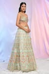 Shop_Alaya Advani_Green Net Hand Embroidered Floral Scoop Garden Lehenga Set 