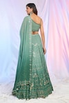 Shop_Alaya Advani_Green Blouse Net Hand Embroidered Sequins Floral Ombre Kali Lehenga Set