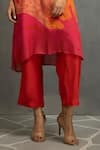 Kahani Lush_Red Cotton Silk Printed Abstract Collared V Kurta Pant Set _Online_at_Aza_Fashions