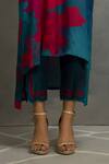 Kahani Lush Blue Cotton, Silk Collared Abstract Print High Low Tunic Pant Set Online at Aza Fashions Kahani Lush_Blue Cotton, Silk Collared Abstract Print High Low Tunic Pant Set _Online_at_Aza_Fashions