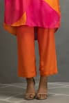 Kahani Lush_Orange Georgette Printed Abstract Notched Tunic And Pant Set _at_Aza_Fashions