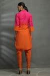 Shop_Kahani Lush_Pink Cotton, Silk Beads, Embroidery Floral High Low Tunic And Dhoti Pant Set _at_Aza_Fashions