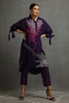Buy_Kahani Lush_Purple Cotton, Silk Sequins, Beads Abstract Print Embroidered Tunic And Pant Set _at_Aza_Fashions