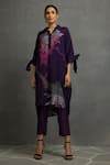 Kahani Lush_Purple Cotton, Silk Sequins, Beads Abstract Print Embroidered Tunic And Pant Set _Online_at_Aza_Fashions