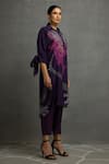 Shop_Kahani Lush_Purple Cotton, Silk Sequins, Beads Abstract Print Embroidered Tunic And Pant Set _Online_at_Aza_Fashions