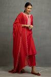 Shop Kahani Lush Red Chanderi , Cotton, Embroidery, Mirrors Split Kurta Set With Dupatta Online at Aza Fashions Shop_Kahani Lush_Red Chanderi , Cotton, Embroidery, Mirrors Split Kurta Set With Dupatta _Online_at_Aza_Fashions
