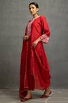 Kahani Lush Red Chanderi , Cotton, Embroidery, Mirrors Split Kurta Set With Dupatta at Aza Fashions Kahani Lush_Red Chanderi , Cotton, Embroidery, Mirrors Split Kurta Set With Dupatta _at_Aza_Fashions