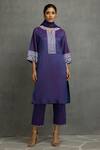 Buy Kahani Lush Purple Chanderi Silk Mirrors, Embroidery Split V-neck Kurta Pant Set at Aza Fashions Buy_Kahani Lush_Purple Chanderi Silk Mirrors, Embroidery Split V-neck Kurta Pant Set _at_Aza_Fashions