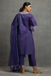 Shop Kahani Lush Purple Chanderi Silk Mirrors, Embroidery Split V-neck Kurta Pant Set at Aza Fashions Shop_Kahani Lush_Purple Chanderi Silk Mirrors, Embroidery Split V-neck Kurta Pant Set _at_Aza_Fashions
