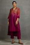 Buy_Kahani Lush_Purple Cotton, Silk Sequins, Beads, Embroidery Ombre Floral Kurta And Pant Set _at_Aza_Fashions