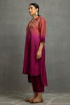 Buy_Kahani Lush_Purple Cotton, Silk Sequins, Beads, Embroidery Ombre Floral Kurta And Pant Set _Online_at_Aza_Fashions