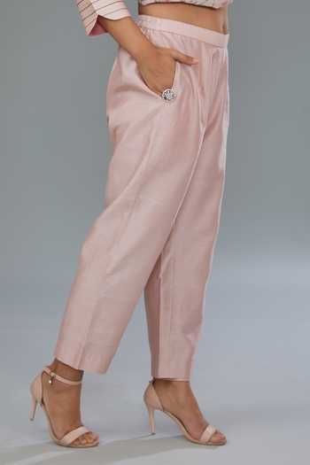 Kahani Lush_Pink Chanderi Silk Embroidery Collared Floral Kurta Set _at_Aza_Fashions