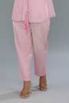 Buy_Kahani Lush_Pink Organza Pearls, Sequins, Beads Shawl Neck Work Shirt And Pant Set _Online_at_Aza_Fashions