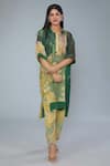 Shop_Kahani Lush_Multi Color Cotton, Silk Collared Abstract Printed Kurta And Pant Set _Online_at_Aza_Fashions