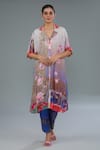 Buy Kahani Lush Multi Color Cotton, Silk Tassels Collared Lotus Print Shirt Kurta And Pant Set at Aza Fashions Buy_Kahani Lush_Multi Color Cotton, Silk Tassels Collared Lotus Print Shirt Kurta And Pant Set _at_Aza_Fashions