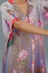 Kahani Lush Multi Color Cotton, Silk Tassels Collared Lotus Print Shirt Kurta And Pant Set Online at Aza Fashions Kahani Lush_Multi Color Cotton, Silk Tassels Collared Lotus Print Shirt Kurta And Pant Set _Online_at_Aza_Fashions