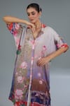 Buy Kahani Lush Multi Color Cotton, Silk Tassels Collared Lotus Print Shirt Kurta And Pant Set Online at Aza Fashions Buy_Kahani Lush_Multi Color Cotton, Silk Tassels Collared Lotus Print Shirt Kurta And Pant Set _Online_at_Aza_Fashions