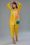 Buy Kahani Lush Yellow Cotton, Silk Collared Floral Stripe Print Shirt And Pant Set at Aza Fashions Buy_Kahani Lush_Yellow Cotton, Silk Collared Floral Stripe Print Shirt And Pant Set _at_Aza_Fashions