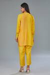 Shop Kahani Lush Yellow Cotton, Silk Collared Floral Stripe Print Shirt And Pant Set at Aza Fashions Shop_Kahani Lush_Yellow Cotton, Silk Collared Floral Stripe Print Shirt And Pant Set _at_Aza_Fashions