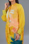 Shop Kahani Lush Yellow Cotton, Silk Collared Floral Stripe Print Shirt And Pant Set Online at Aza Fashions Shop_Kahani Lush_Yellow Cotton, Silk Collared Floral Stripe Print Shirt And Pant Set _Online_at_Aza_Fashions