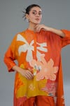 Buy_Kahani Lush_Orange Cotton Silk Digital Printed Floral Asymmetric Shirt Kurta And Pant Set _Online_at_Aza_Fashions