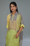 Shop_Kahani Lush_Multi Color Cotton Silk Digital Printed Flower Collar Shirt Kurta And Pant Set _Online_at_Aza_Fashions