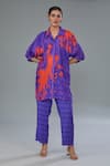 Buy_Kahani Lush_Purple Cotton Silk Digital Printed Abstract Collar Shirt Kurta And Pant Set _at_Aza_Fashions