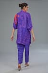 Shop_Kahani Lush_Purple Cotton Silk Digital Printed Abstract Collar Shirt Kurta And Pant Set _at_Aza_Fashions