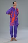 Buy_Kahani Lush_Purple Cotton Silk Digital Printed Abstract Collar Shirt Kurta And Pant Set _Online_at_Aza_Fashions