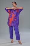 Shop_Kahani Lush_Purple Cotton Silk Digital Printed Abstract Collar Shirt Kurta And Pant Set _Online_at_Aza_Fashions