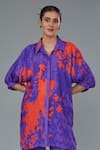 Buy_Kahani Lush_Purple Cotton Silk Digital Printed Abstract Collar Shirt Kurta And Pant Set 