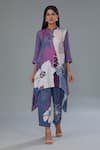 Buy_Kahani Lush_Multi Color Cotton Silk Digital Printed Leaf Mandarin Shirt Kurta And Pant Set _at_Aza_Fashions