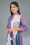 Kahani Lush_Multi Color Cotton Silk Digital Printed Leaf Mandarin Shirt Kurta And Pant Set _Online_at_Aza_Fashions