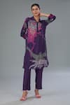 Buy_Kahani Lush_Purple Cotton Silk Digital Print Abstract Floral Shirt Kurta And Pant Co-ord Set _at_Aza_Fashions