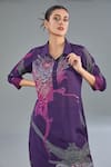 Buy_Kahani Lush_Purple Cotton Silk Digital Print Abstract Floral Shirt Kurta And Pant Co-ord Set _Online_at_Aza_Fashions