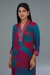 Kahani Lush_Blue Cotton Silk Digital Print Abstract Pattern Floral Kurta And Pant Co-ord Set _Online_at_Aza_Fashions