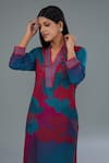 Buy_Kahani Lush_Blue Cotton Silk Digital Print Abstract Pattern Floral Kurta And Pant Co-ord Set _Online_at_Aza_Fashions