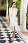 Buy_Kahani Lush_White Organza Embroidered Tabla Coat Notched Lapel Trench With Dress _at_Aza_Fashions