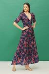 Buy_Samyukta Singhania_Blue Chanderi Floral Print Tiered Dress_Online_at_Aza_Fashions