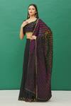 Buy_Samyukta Singhania_Black Georgette Bandhani Print Blouse Lehenga Set_Online_at_Aza_Fashions