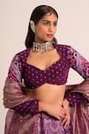 Buy_Ruhr India_Purple Crepe Embellished Sequin Sweetheart Floral Pattern Lehenga Blouse Set _Online_at_Aza_Fashions