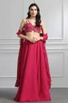 Buy_BAYA_Pink Georgette Lining Viscose Embroidery Cutdana Glass Ambrosia Lehenga Set _at_Aza_Fashions