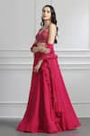 Buy_BAYA_Pink Georgette Lining Viscose Embroidery Cutdana Glass Ambrosia Lehenga Set _Online_at_Aza_Fashions