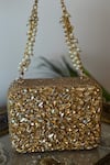 Buy_Bhavna Kumar_Gold Kundan Embellished Box Clutch_Online_at_Aza_Fashions